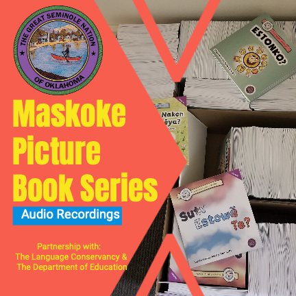 Picture of small book series (audio recordings).
Partnership with:
The Language Conservancy &amp; The Department of Education